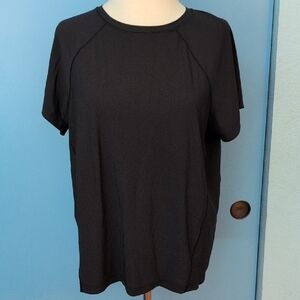 Athleta Black Womens Short-Sleeve Crewneck Top